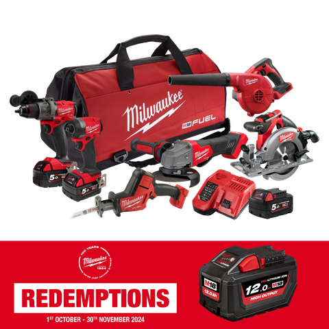 Milwaukee M18 FUEL Cordless Power Pack Brushless 6pc Kit 6A3 18V 5Ah x3