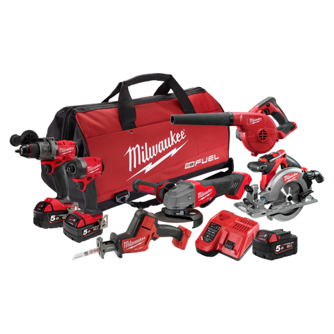 Milwaukee M18 FUEL Cordless Power Pack Brushless 6pc Kit 6A3 18V 5Ah x3