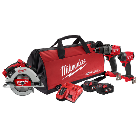 Milwaukee M18 FUEL Cordless Brushless 3pc Kit 3D3 18V 5Ah