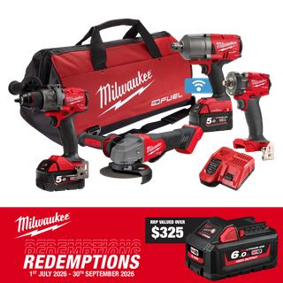 Milwaukee M18 FUEL Cordless Power Pack Brushless 4pc Kit 4B3 18V 5Ah