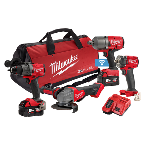 Milwaukee M18 FUEL Cordless Power Pack Brushless 4pc Kit 4B3 18V 5Ah