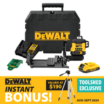 DeWalt Cross Line Laser 1080deg (3x 360) Green Beam Compact 18v 2Ah