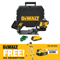 DEWALT Cross Line Laser 1080deg (3x 360) Green Beam Compact 18v 2Ah