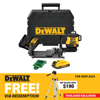 DeWalt Cross Line Laser 1080deg (3x 360) Green Beam Compact 18v 2Ah