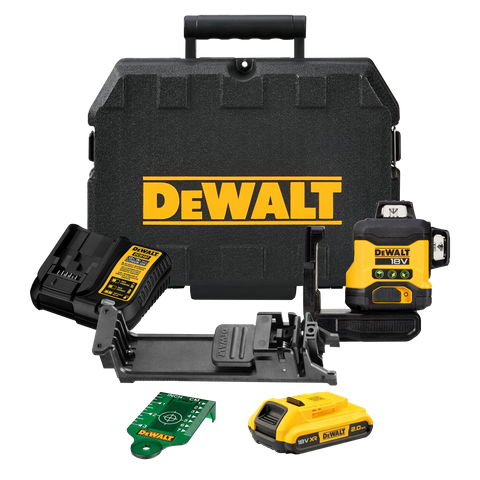 DeWalt Cross Line Laser 1080deg (3x 360) Green Beam Compact 18v 2Ah