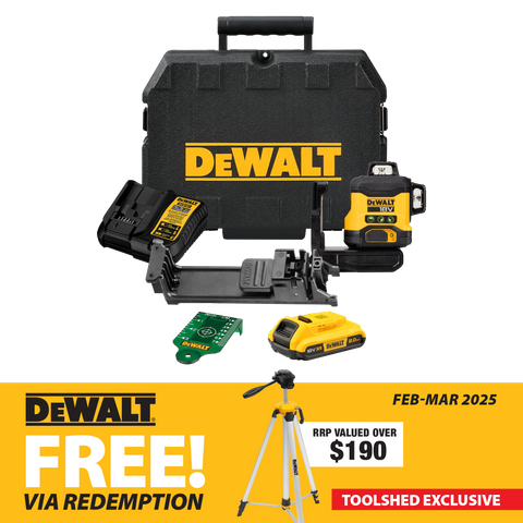 DeWalt Cross Line Laser 1080deg (3x 360) Green Beam Compact 18v 2Ah