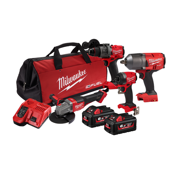 Milwaukee M18 FUEL Cordless Brushless 4pc Kit 4D3 18V 6Ah