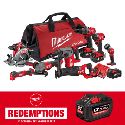 Milwaukee M18 FUEL Cordless Power Pack Brushless 8pc Kit 8A3 18V 5Ah x3