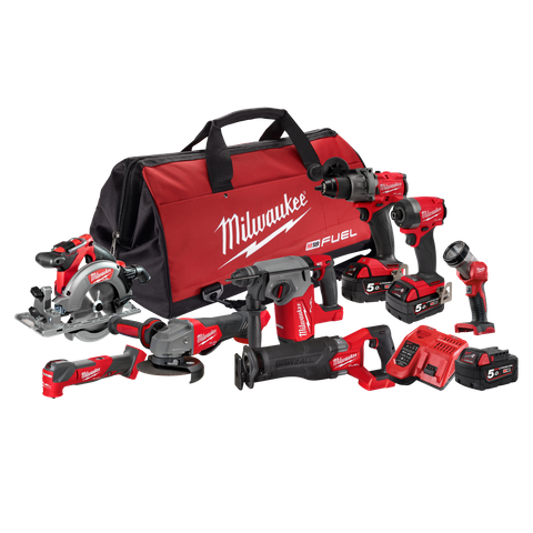 Milwaukee M18 FUEL Cordless Power Pack Brushless 8pc Kit 8A3 18V 5Ah x3