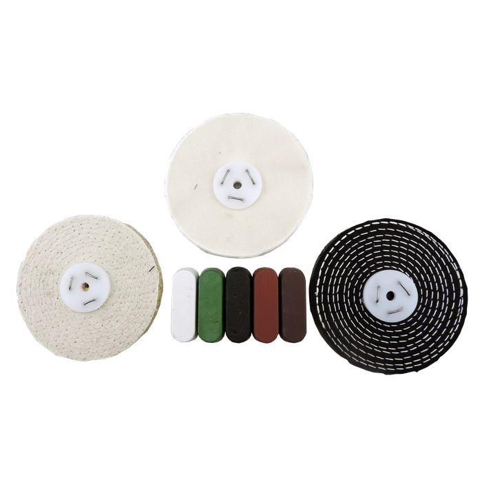 METAL POLISHING KIT BENCH GRINDER BUFFING WHEELS KIT 2 SPINDLES