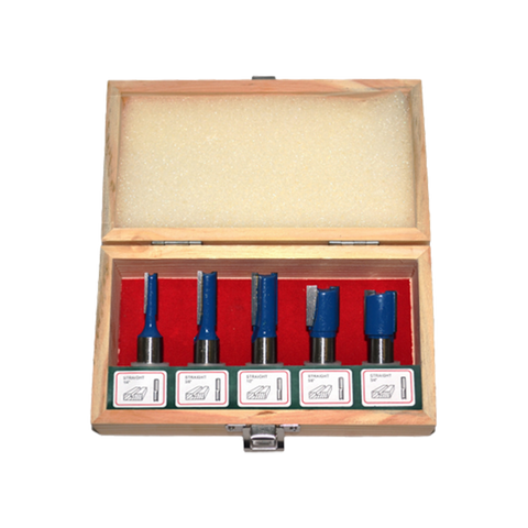 ToolShed Router Bit Set Straight Cut 1/4in 5pc