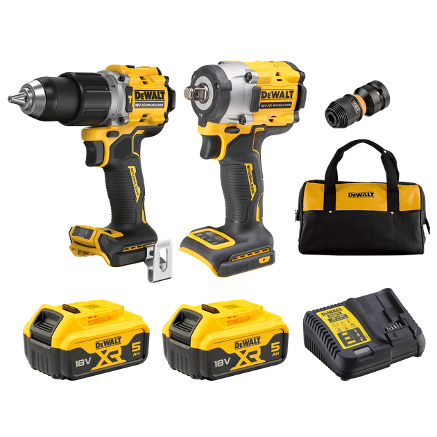 Buy DeWalt Cordless Hammer Drill and Impact Wrench 18v 5Ah online