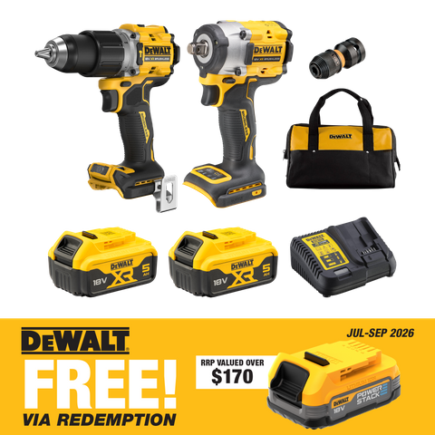 DEWALT Cordless Hammer Drill and Impact Wrench 18v 5Ah