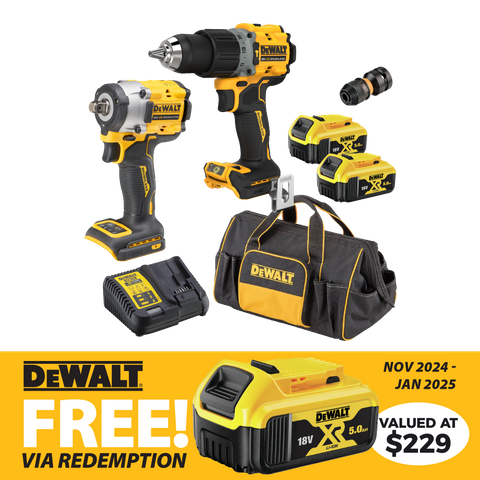 DeWalt Cordless Hammer Drill and Impact Wrench 18v 5Ah