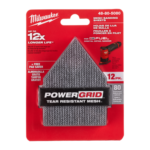 Milwaukee Mesh Detail Sanding Sheets P80 12pk