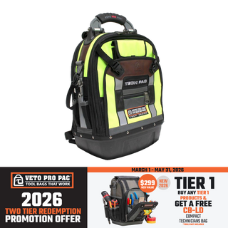 Veto Pro Pac Backpack Tool Bag Hi-Viz Yellow