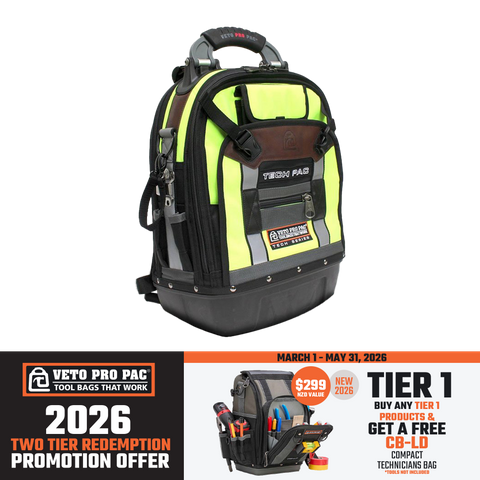 Veto Pro Pac Backpack Tool Bag Hi-Viz Yellow