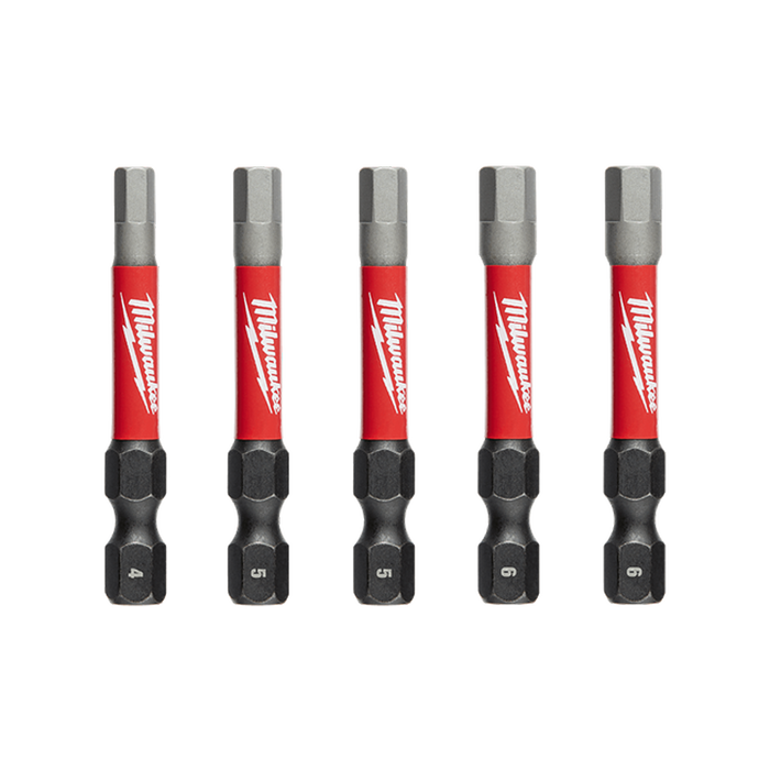 Buy Milwaukee SHOCKWAVE Impact Bit Set 4 5 6mm Hex 5pc online in New Zealand The ToolShed