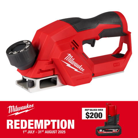 Milwaukee M12 Cordless Planer Brushless 56mm 12V - Bare Tool