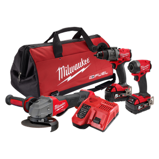 Milwaukee M18 FUEL Cordless Power Pack Brushless 3pc Kit 3A3 18V 5Ah