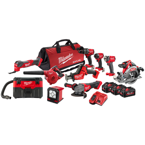 Milwaukee M18 FUEL Cordless Power Pack Brushless 10pc Kit 10C3 18V 6Ah