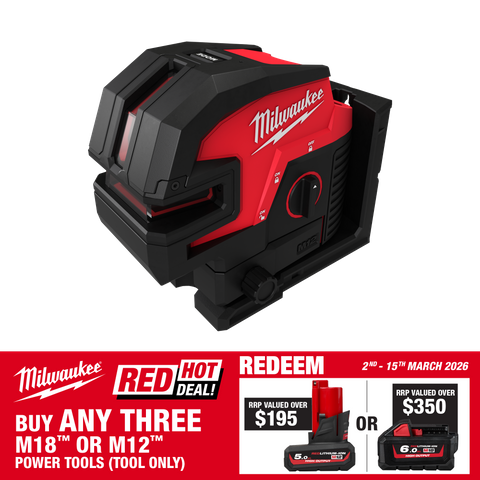 Milwaukee M12 Cross Line & 4 Point Laser Green Beam 12v - Bare Tool