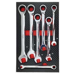 ToolShed Ratcheting Spanner Set 7pc in Foam Insert
