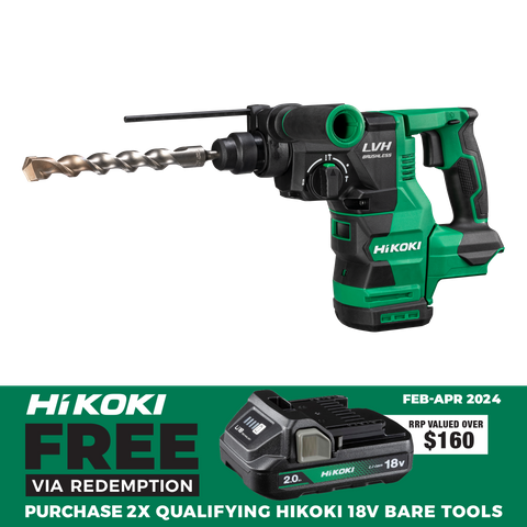 HiKOKI Cordless Rotary Hammer Drill Brushless 26mm SDS+ 18V - Bare Tool