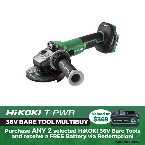 HiKOKI Cordless Angle Grinder Brushless 1500w 125mm 36V - Bare Tool