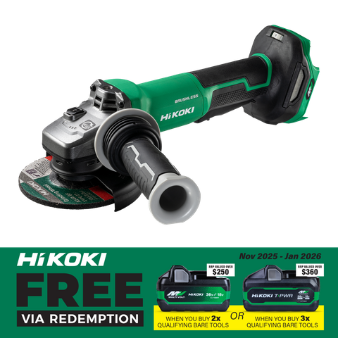 HiKOKI Cordless Angle Grinder Brushless Safety 1500w 125mm 36V - Bare Tool