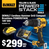 DeWalt Cordless Hammer Drill Compact Brushless POWERSTACK 18V 5Ah