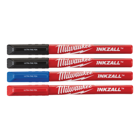 Milwaukee INKZALL Ultra Fine Point Pen 4pk (Black, Red, Blue)