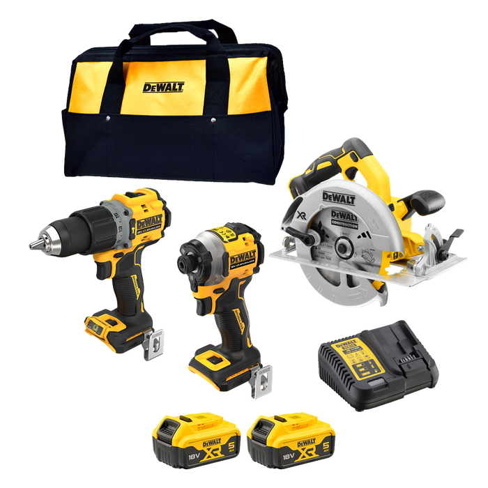 DeWalt Cordless Combo Kit Brushless with Circ Saw 3pc 18V 5Ah