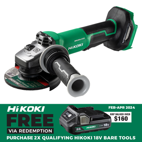 HiKOKI Cordless Angle Grinder Brushless Braked 125mm 18V - Bare Tool