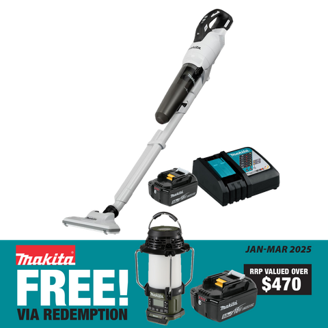 Makita LXT Cordless Stick Vacuum Brushless HEPA Filter with Cyclonic 4 speed 18V