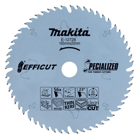 Makita Efficut Saw Blade 165mm x 20 x 56T Flourine Coated