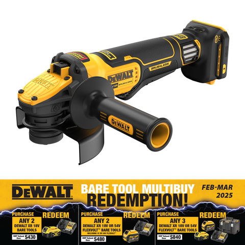 DeWalt Flexvolt Advantage Cordless Grinder 125mm Brushless Var Spd 18V-Bare Tool