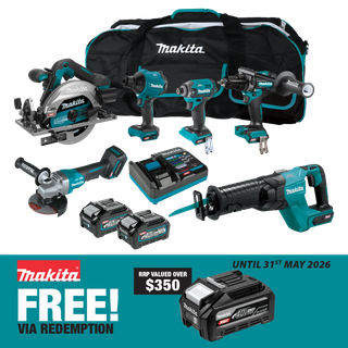 Makita XGT Cordless Combo Kit Brushless 204G 6pc 40V 4Ah