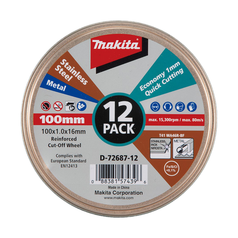 Makita Inox Metal Cut Off Disc 125 x 1.0 x 22.23mm 12pk