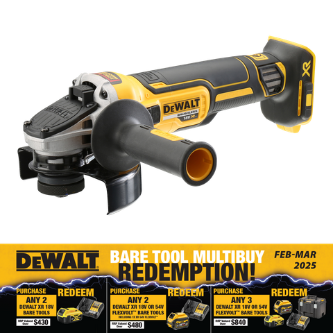 DeWalt Cordless Angle Grinder 125mm Brushless 18v - Bare Tool