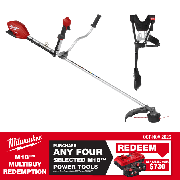 Buy Milwaukee M18 FUEL Brushcutter/Line Trimmer with Harness 18V Bare