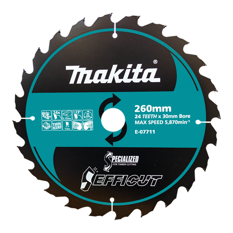 Makita Efficut Wood Cutting Circular Saw Blade 260mm x 24T