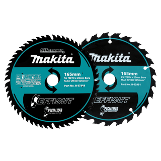 Makita Efficut Wood Cutting Circular Saw Blade 165mm 2pc