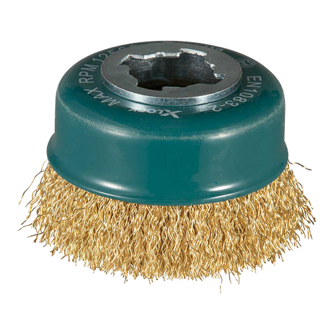 Makita X-LOCK Crimped Brass Coated Wire Cup Brush 75mm