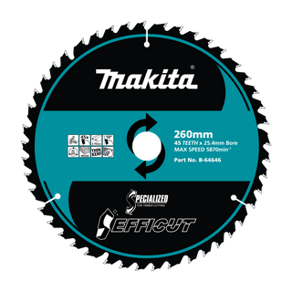 Makita Efficut Wood Cutting Miter/Table Saw Blade 260mm x 45T