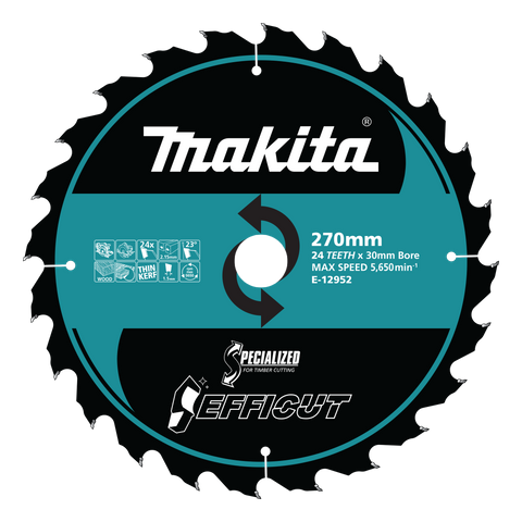 Makita Efficut Wood Cutting Circular Saw Blade 270mm x 24T