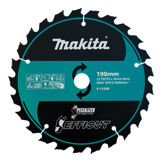 Makita Efficut Wood Cutting Circular Saw Blade 190mm x 25T