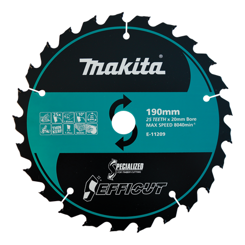 Makita Efficut Wood Cutting Circular Saw Blade 190mm x 25T