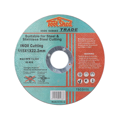ToolShed Inox Metal Cut Off Disc 115 x 1 x 22.2mm