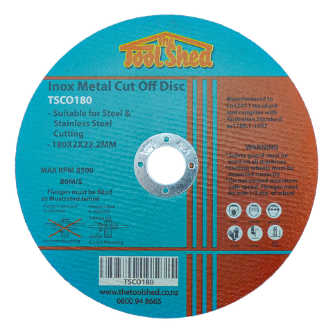 ToolShed Inox Metal Cut Off Disc 180 x 2 x 22.2mm